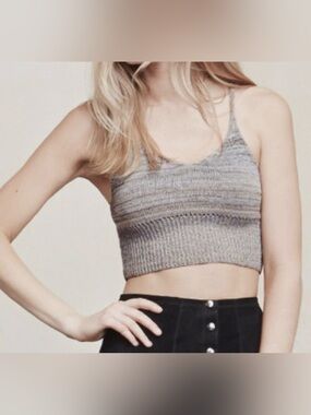 NWT | Reformation | Nina Cropped Knit Tank | Gray/Brown Striped | L
